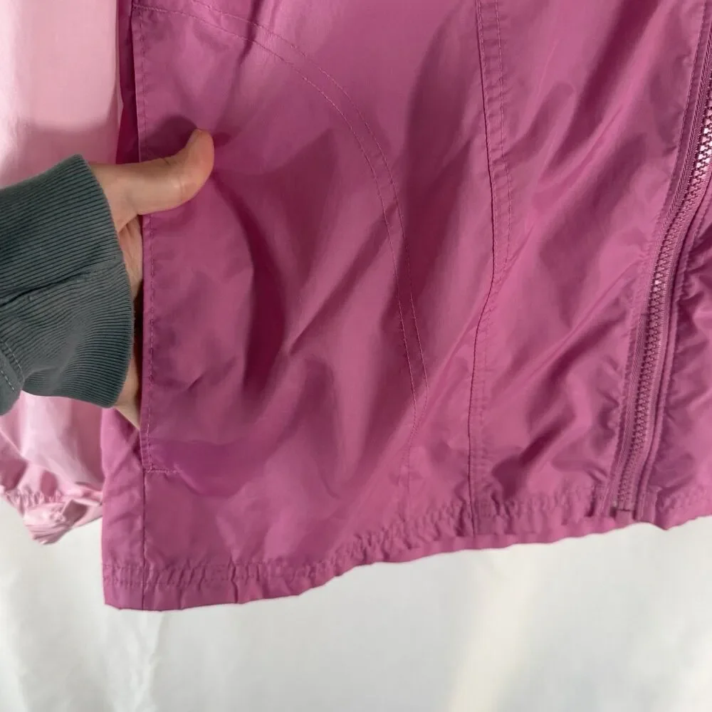 Columbia Windbreaker Jacket Girls 18/20 Pink Full Zip Hooded Pockets Nylon